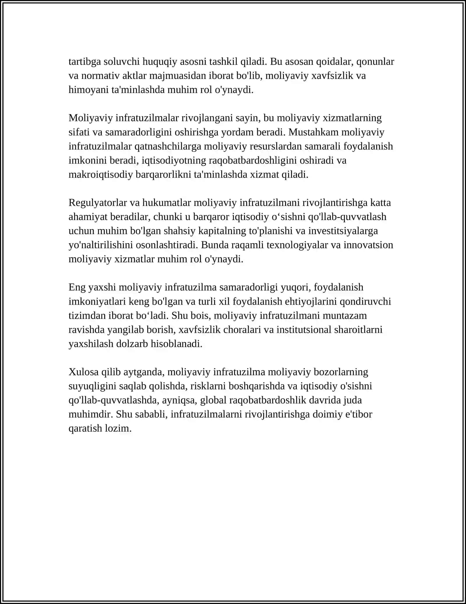 Moliyaviy Infrastruktura va uning elementlari 4