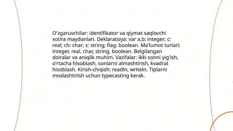 Paskal dasturlash tilida sodda masalalarni dasturlash 4