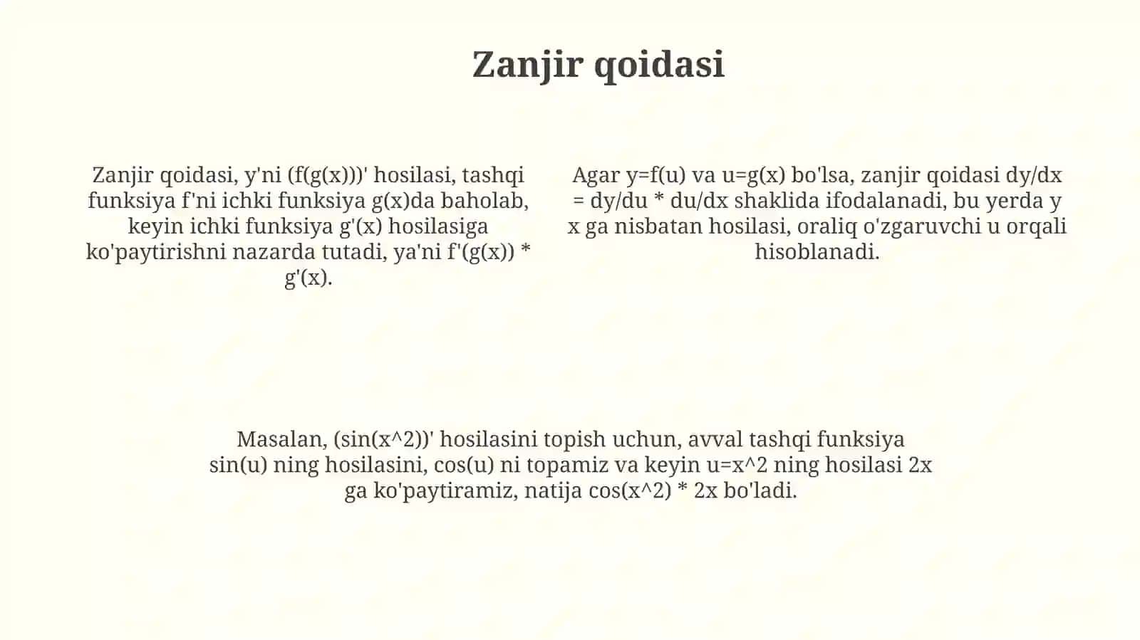 Murakkab funksiyaning hosilasi 4