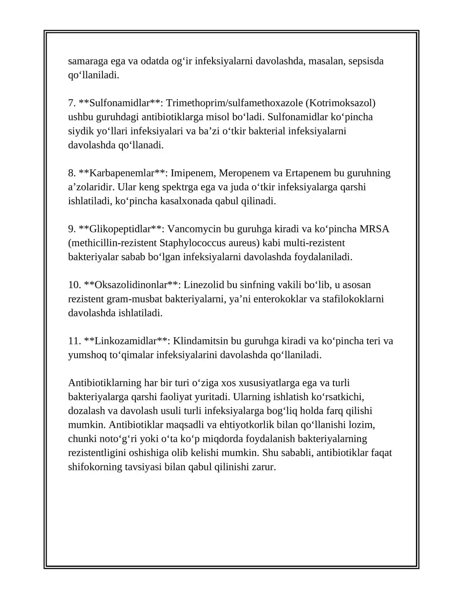 XUSUSIY FARMAKALOGIYA. MIKROBLARGA QARSHI MODDALAR 4