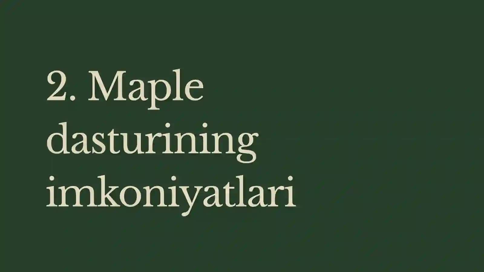 Matematik modellashtirishda Maple 4