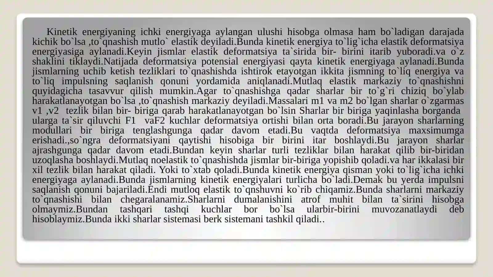 Mexanikaning saqlanish qonuni 4