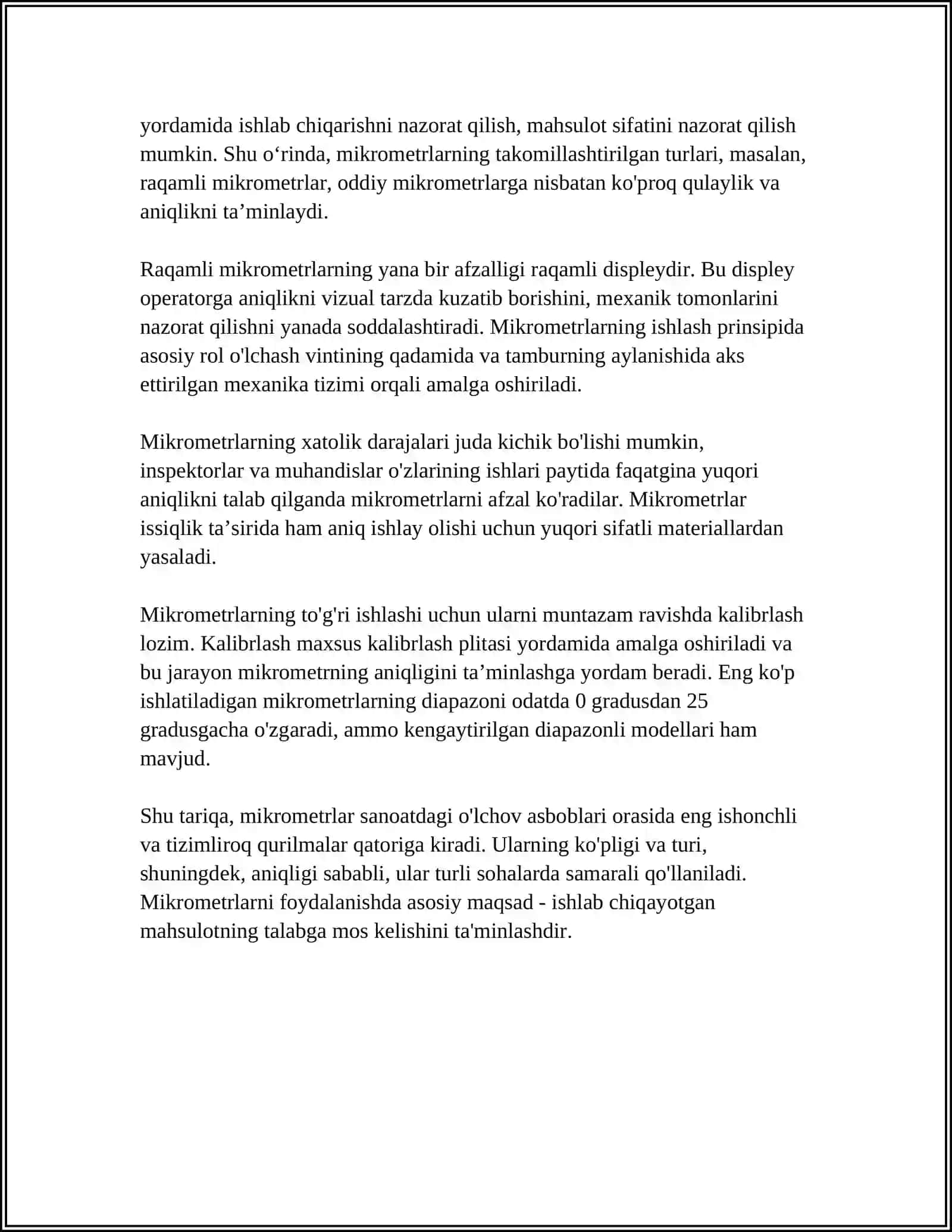 MIKROMETRLARNING QO'LLANISHI VA TURLARI 4