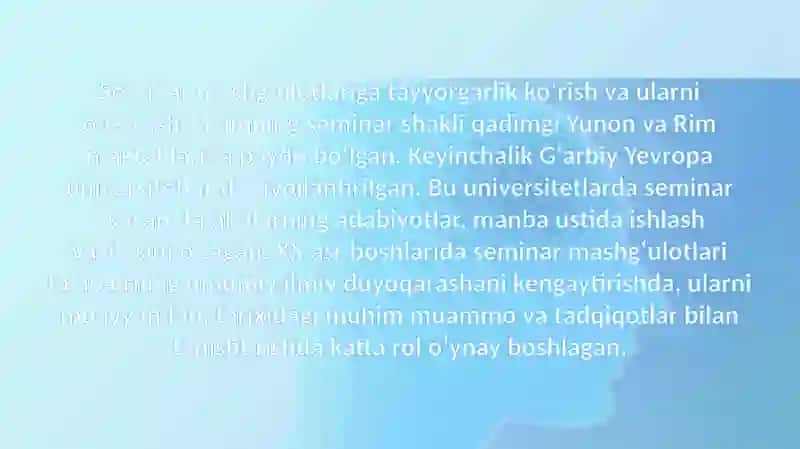 Seminar Mashg'ulotiga Tayyorgarlik Ko'rish 4