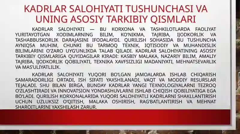 Mehnat resurslari va qurilishning kadrlar salohiyati 4