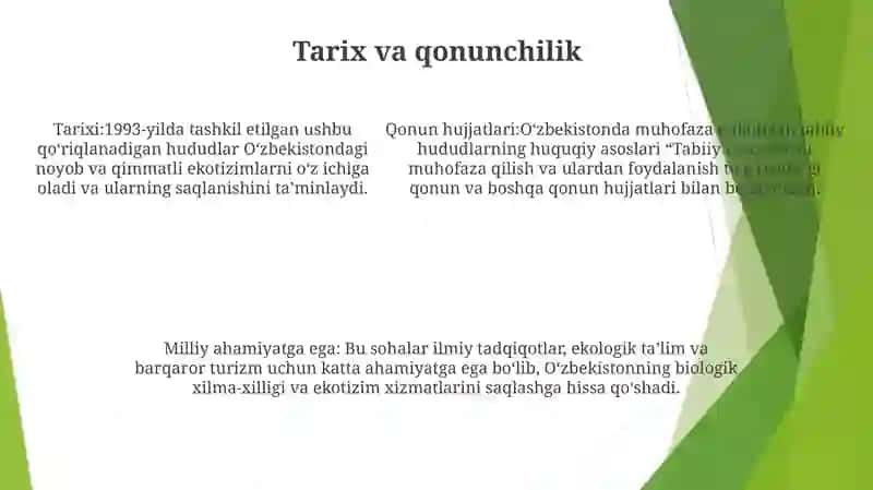 Oʻzbekiston Respublikasida Alohida Muhofazaga Olingan Hududlar 4
