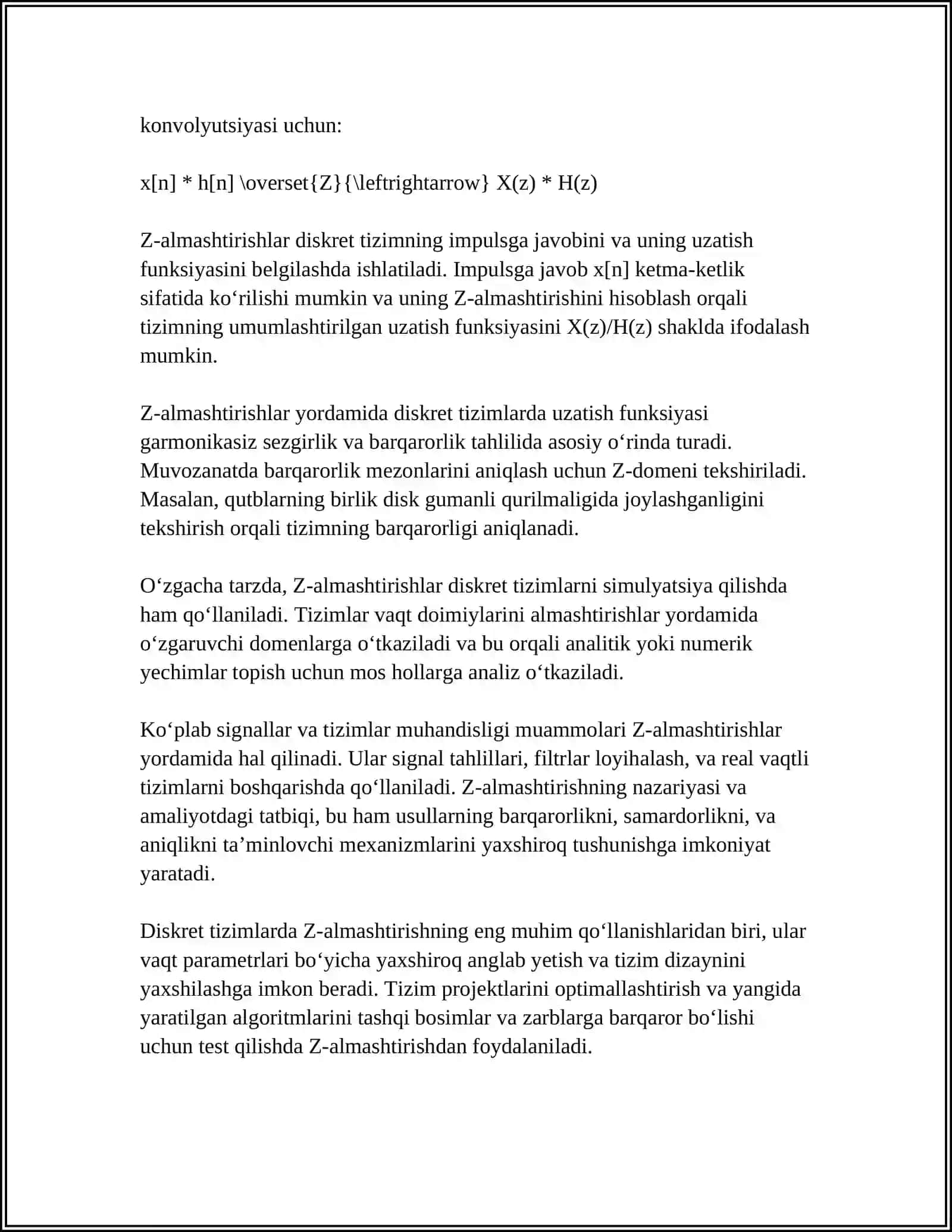 DISKRET TIZIMLARDA Z ALMASHTIRISHI QO'LLANILISHI 4