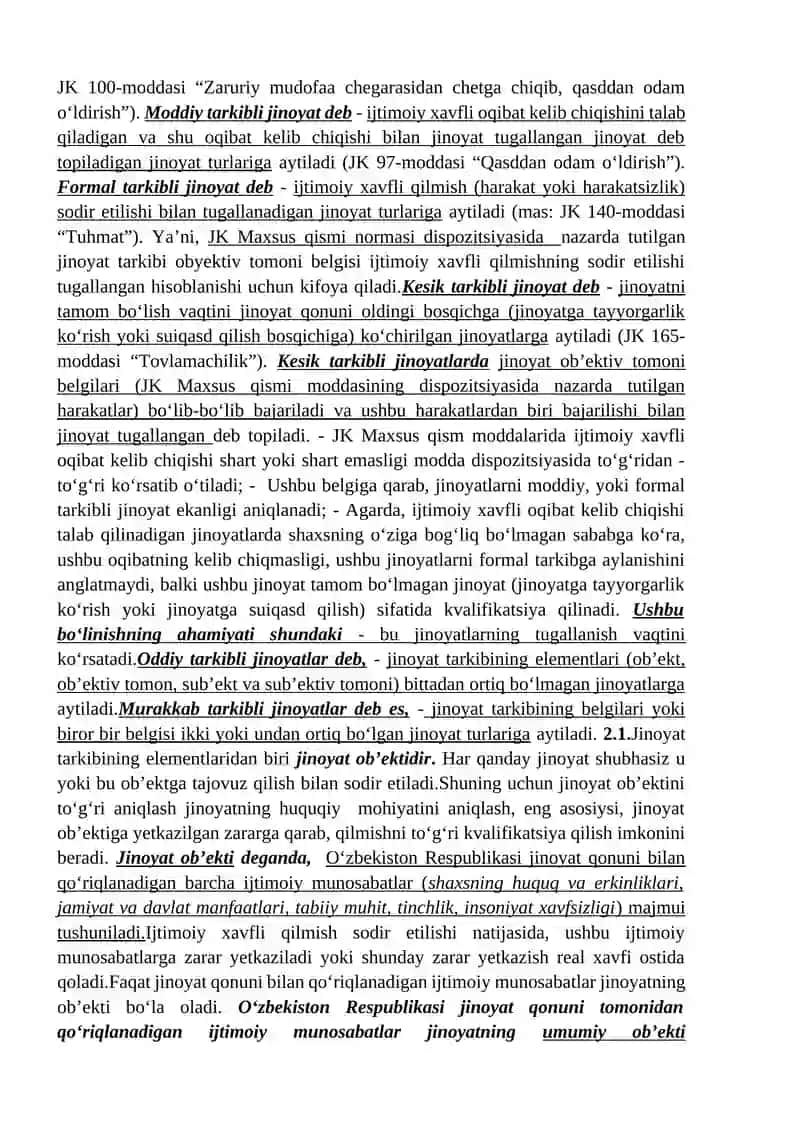 Jinoyat tarkibi va obyekti 4