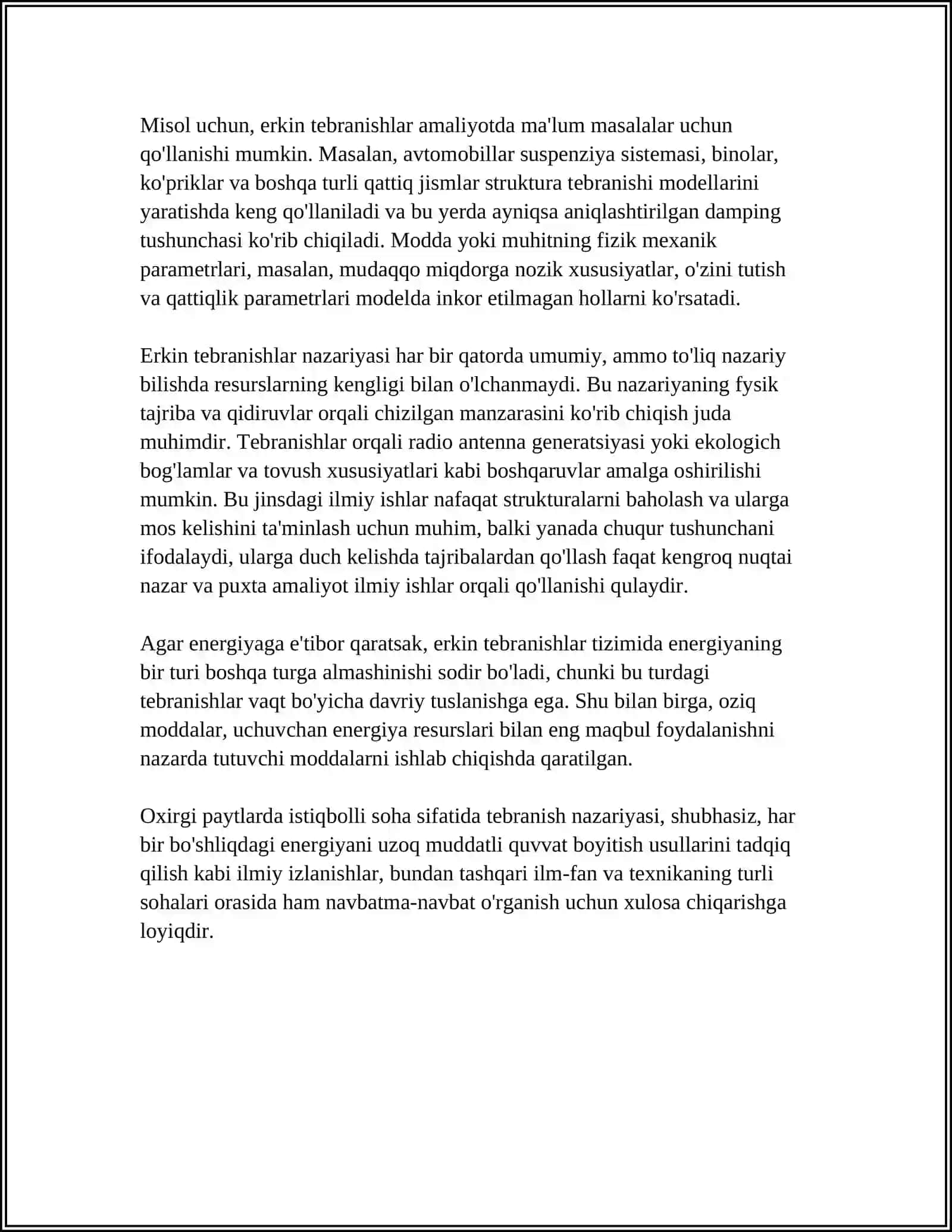 ERKIN VA MAJBURIY TEBRANISHLAR. REZANANS HODISASI 4