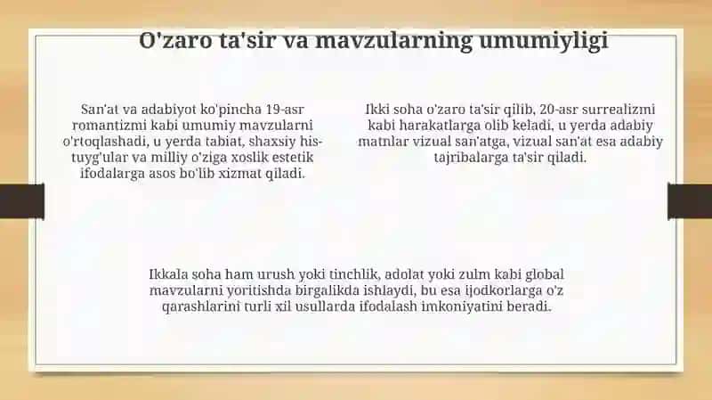 Adabiyot va San'atning Uzviyligi 4