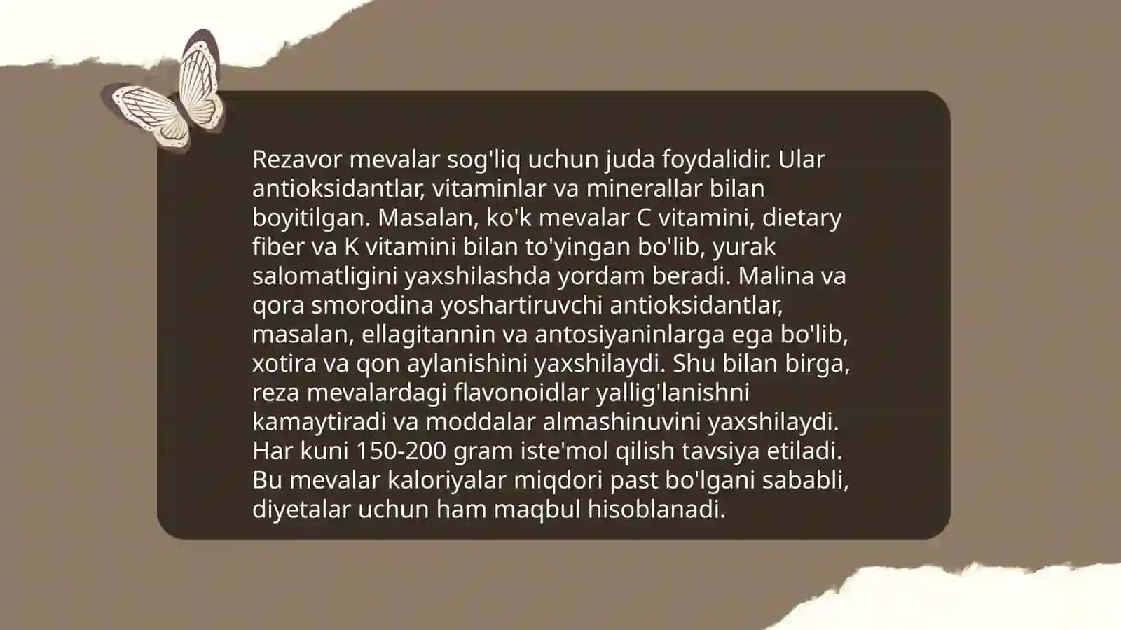 Rezavor meva o’simliklari va ularning turlar 4