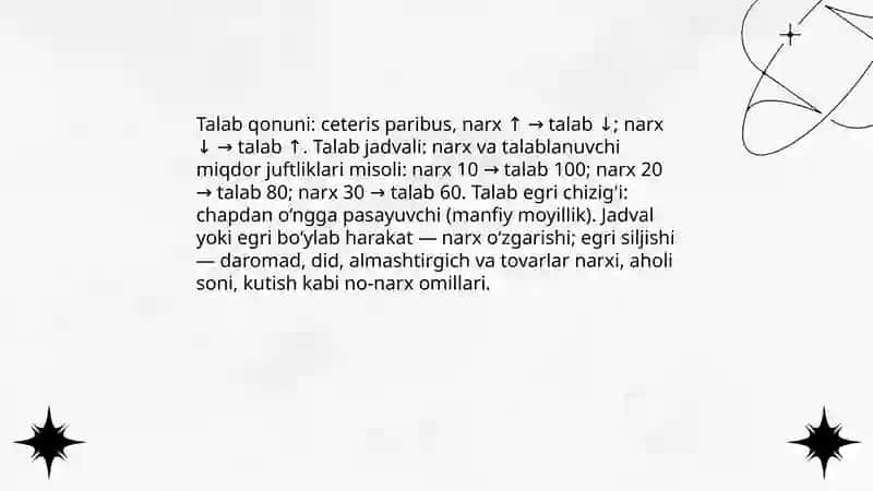 Talab va taklifni tahlil qilish asoslari 4