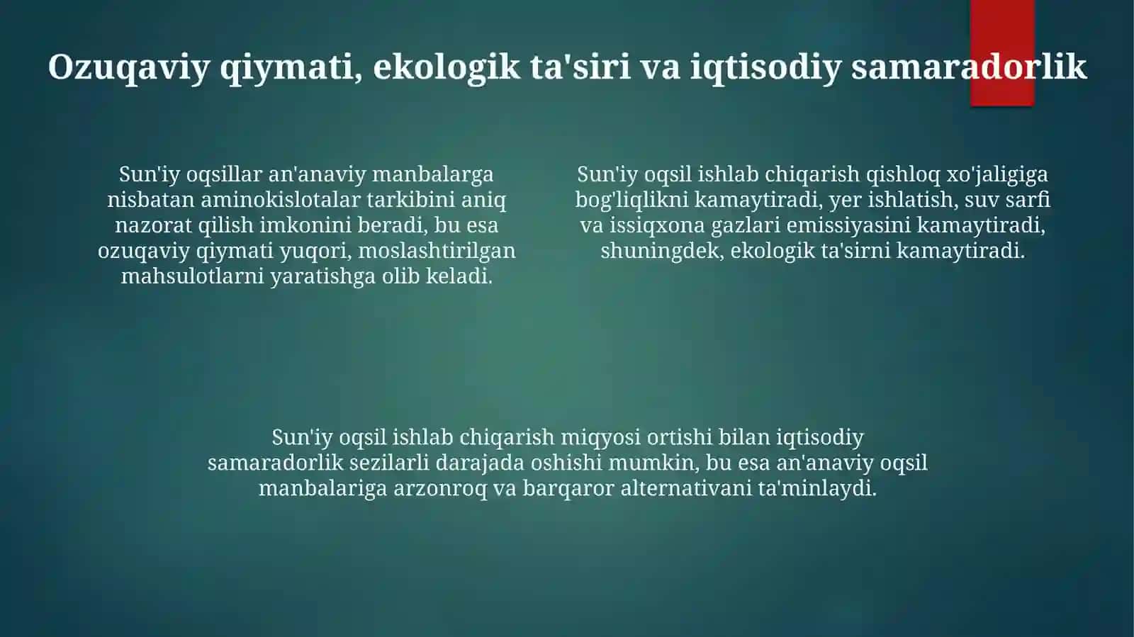 Sun'iyoq sil oziq moddalari ishlab chiqarish 4