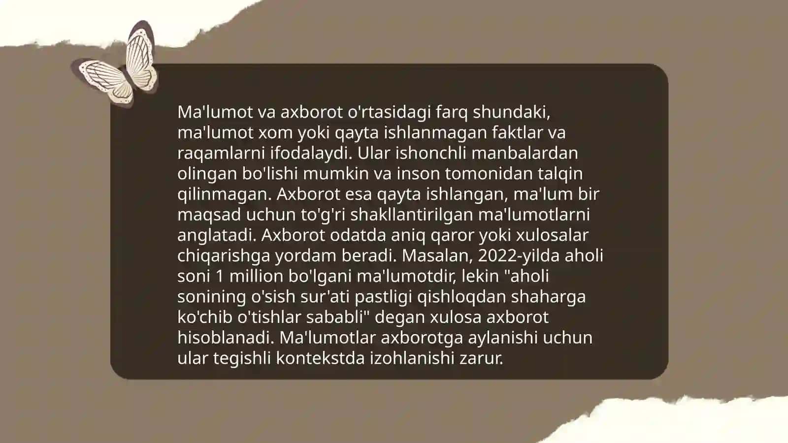 Axborot turlari, xususiyatlari va oʻlchov birliklari 4