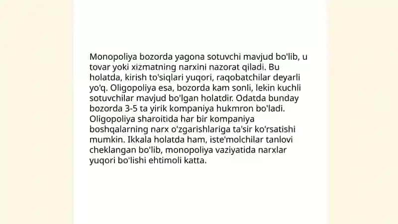 Raqobat va Monopoliya: Asosiy tushunchalar 4