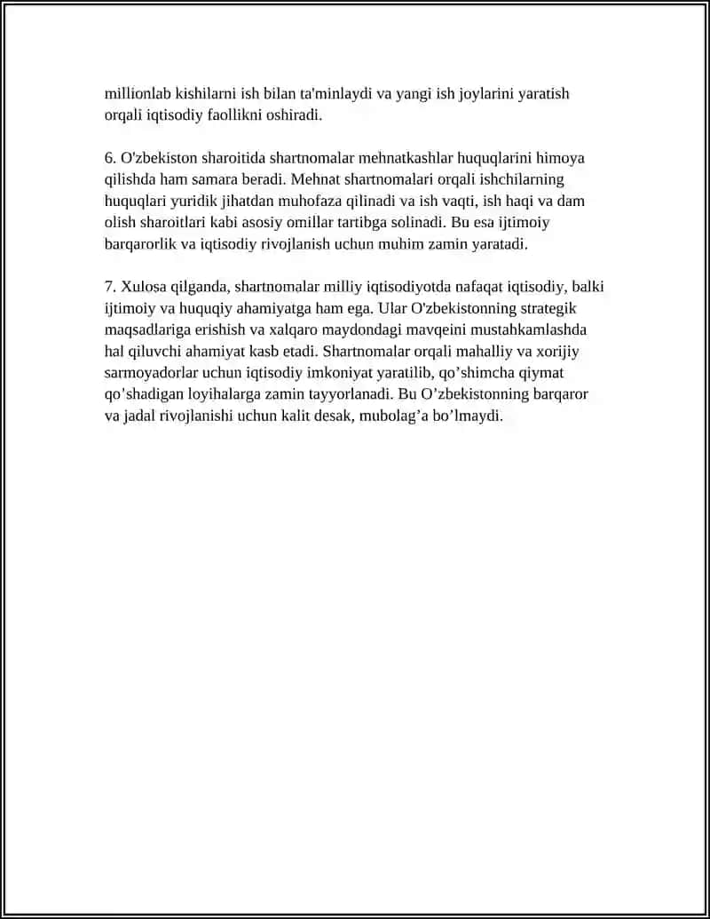 O'ZBEKISTON IQTISODIYOTIDA SHARTNOMALARNING O'RNI 4