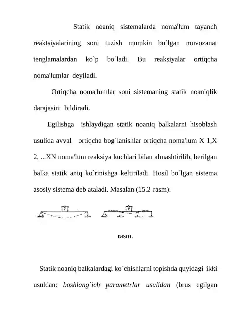 STATIK NOANIQ SISTEMALARNI TAYANCHLAR CHO’KISHGA HISOBLASH 4