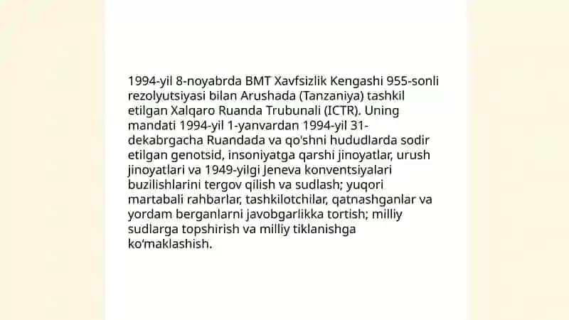 Ruanda bo‘yicha Xalqaro Jinoyat Sudi (ICTR) tarixi 4