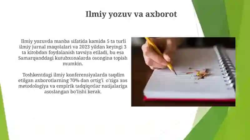 Akademik yozuv va axborot. Axborot xususiyatlari 4