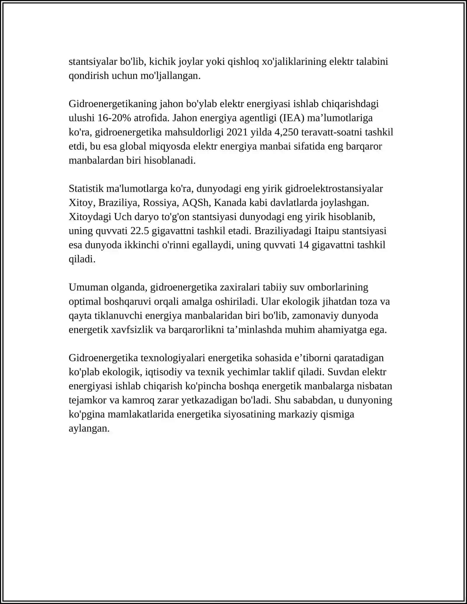 GIDROENERGETIKA ZAXIRALARI 4