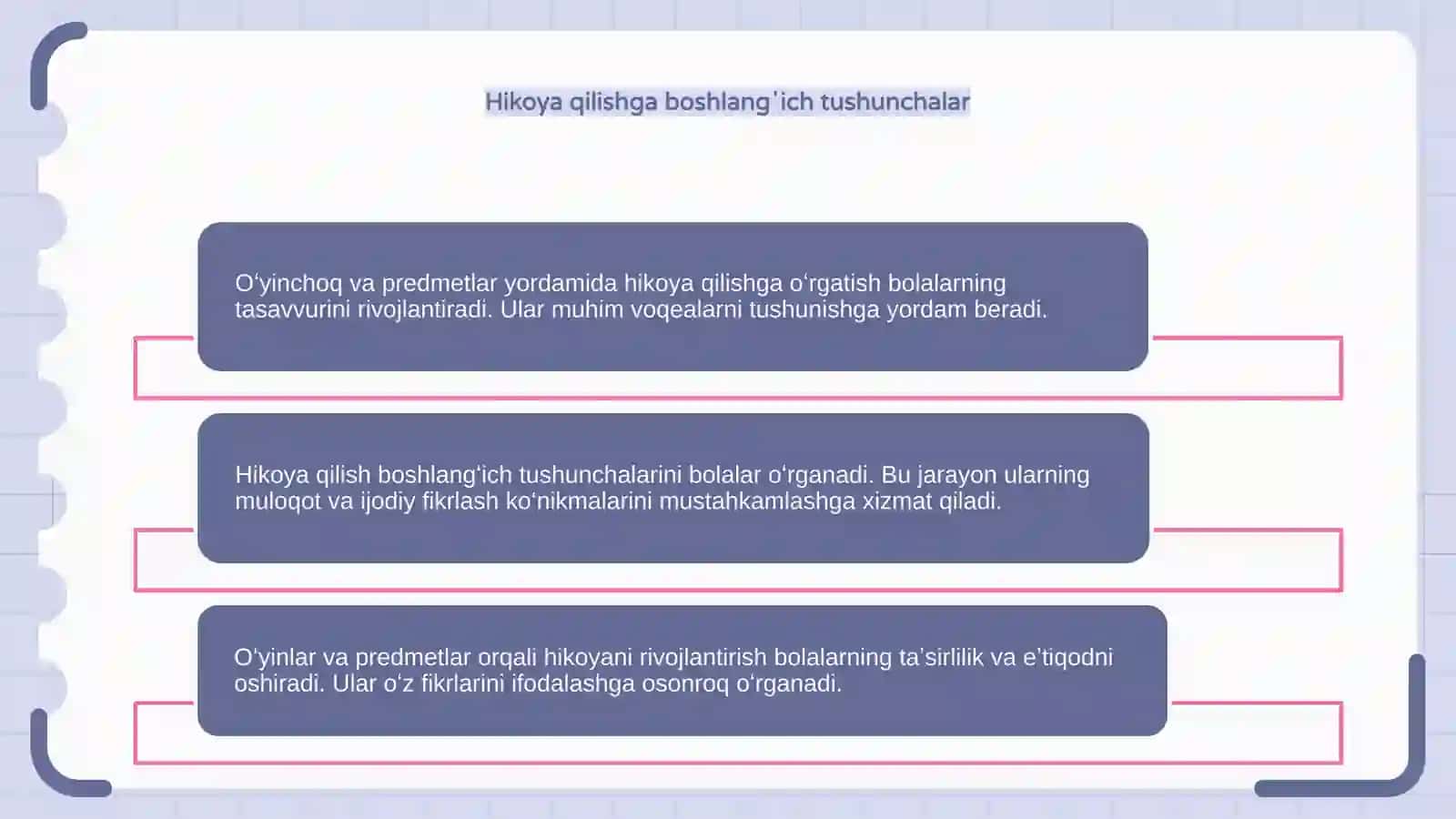 Oʻyinchoq va predmetlarga qarab hikoya qilishga oʻrgatish 4