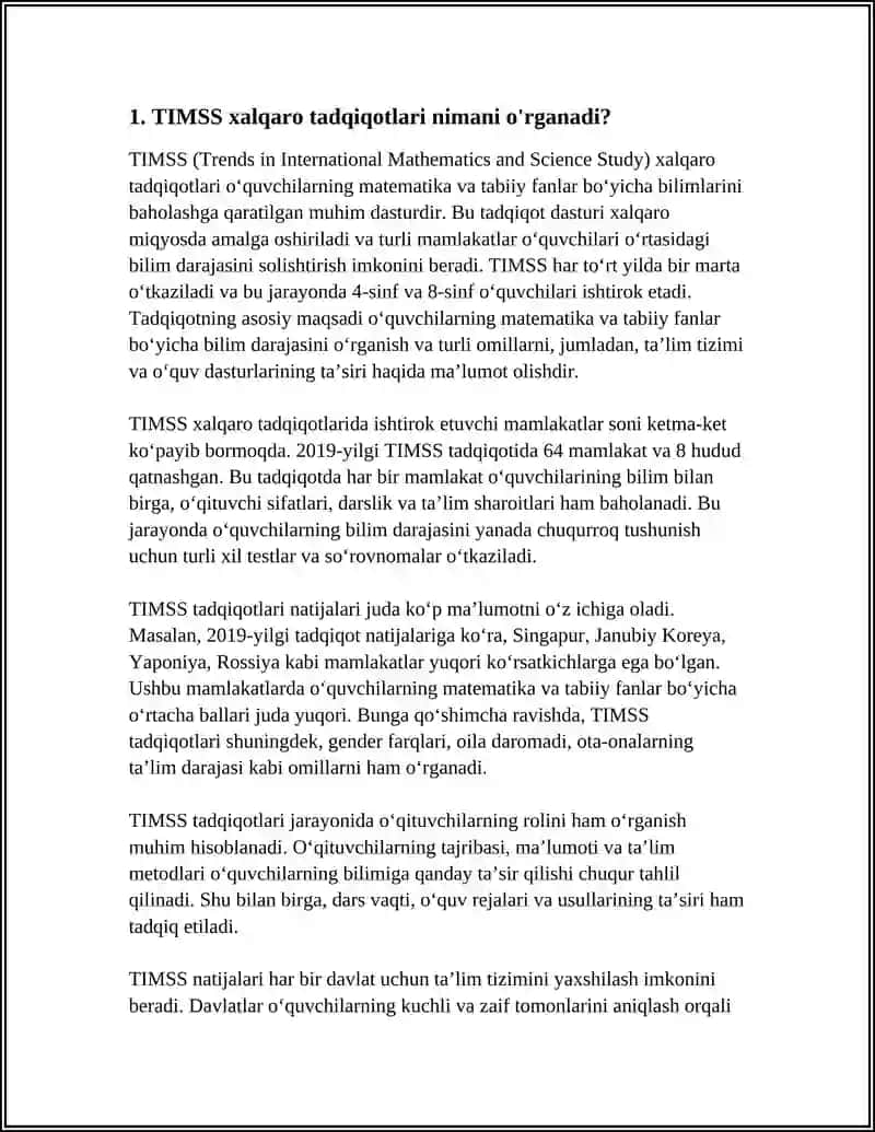 TIMSS Xalqaro Tadqiqotlari 4