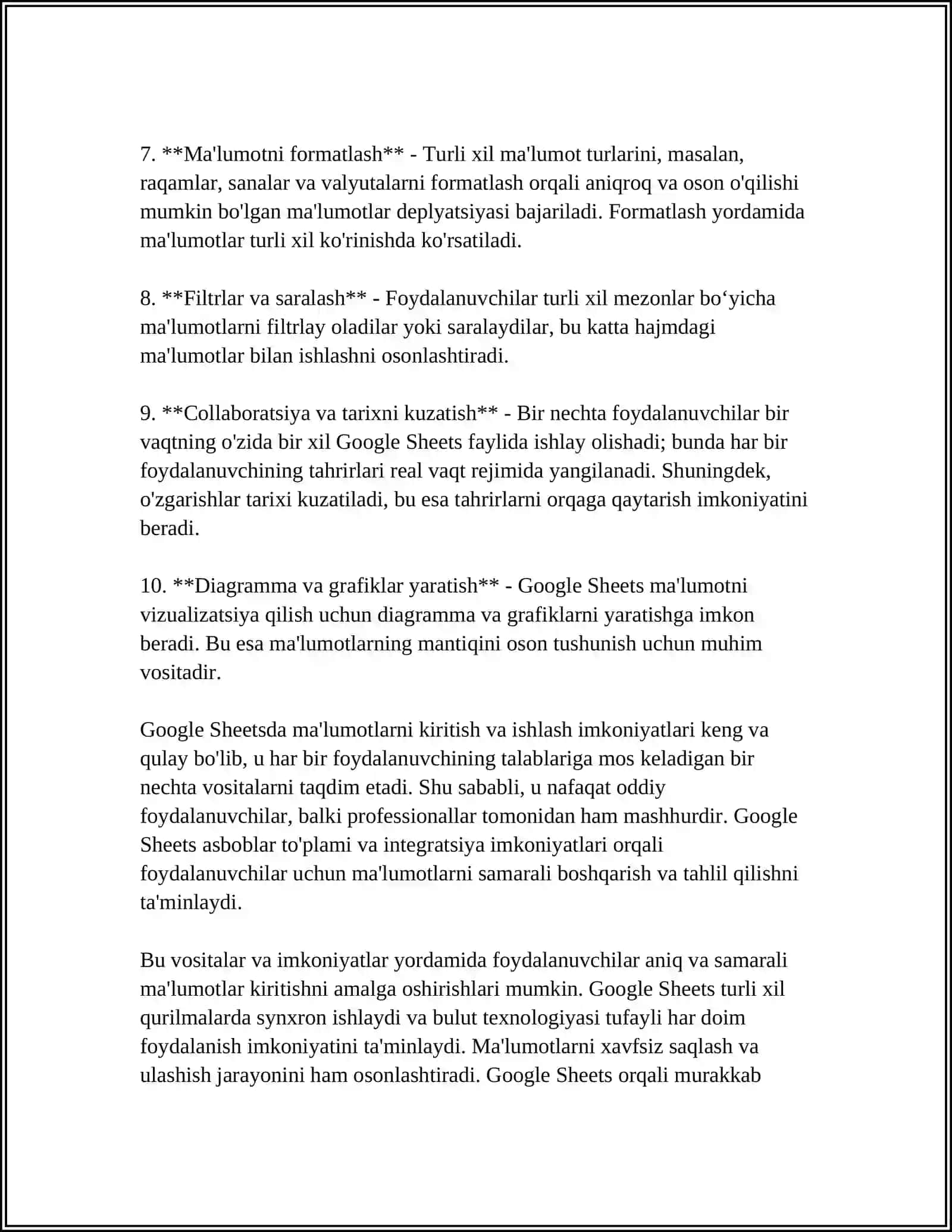 GOOGLE SHEETSDA ONLAYN PREZENTATSIYALAR YARATISH 4