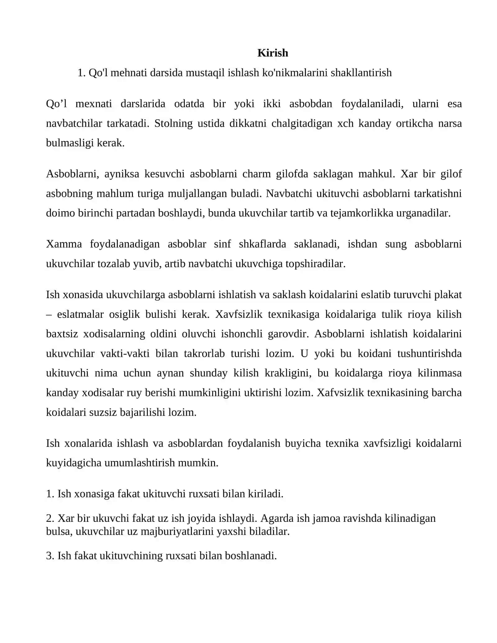 Qo'l mehnati darsida mustaqil ishlash ko'nikmalarini shakllantirish 4