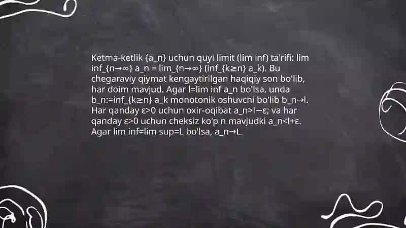Ketma ketlikning yuqori va quyi limitlari 4