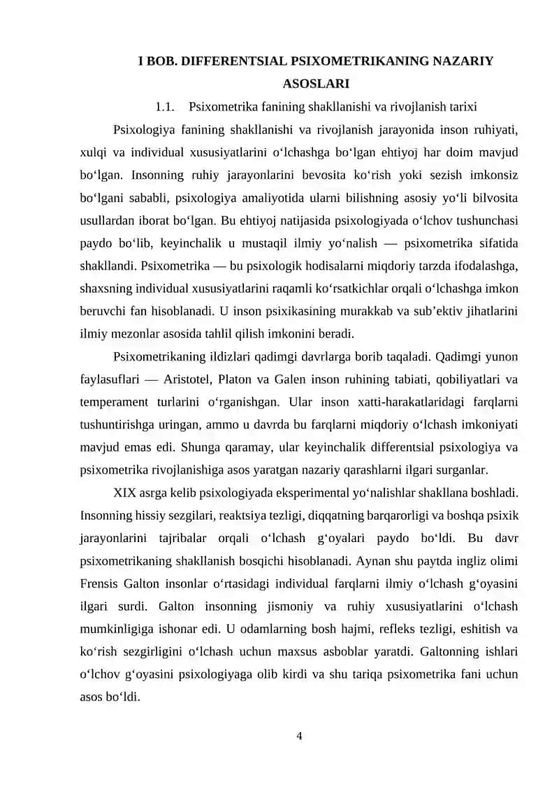 DIFFERENTIAL PSYCHOMETRIC CLASSIFICATION 4