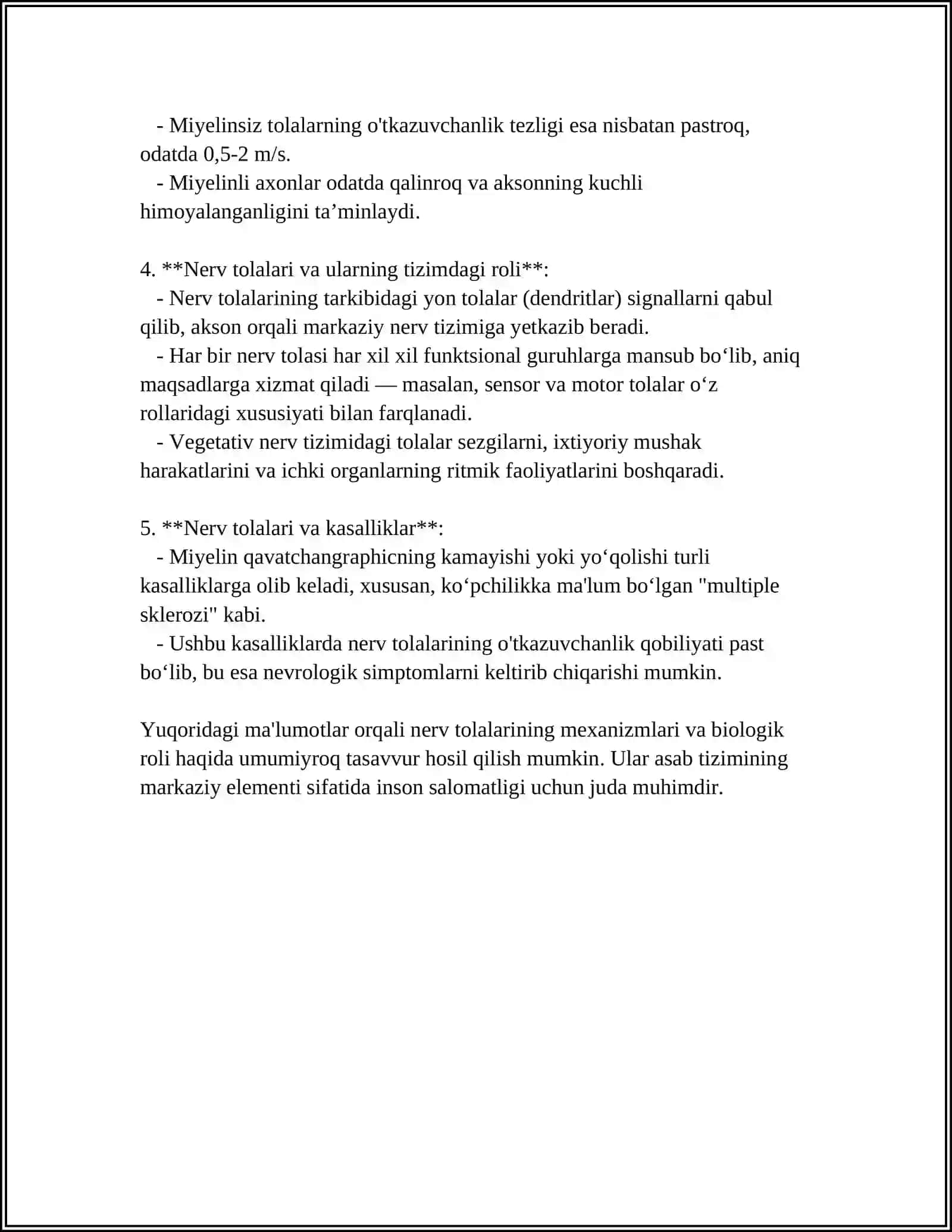 ASAB TOLALARI VA SINAPSLARINING XOSSALARINI O'RGANISH 4