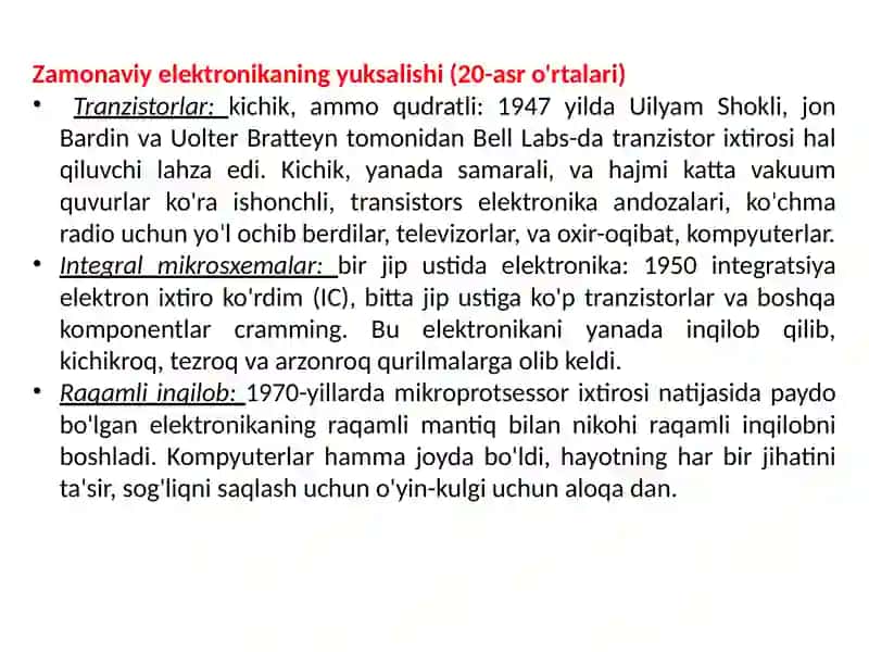 Elektronikaning rivojlanish tarixi 4