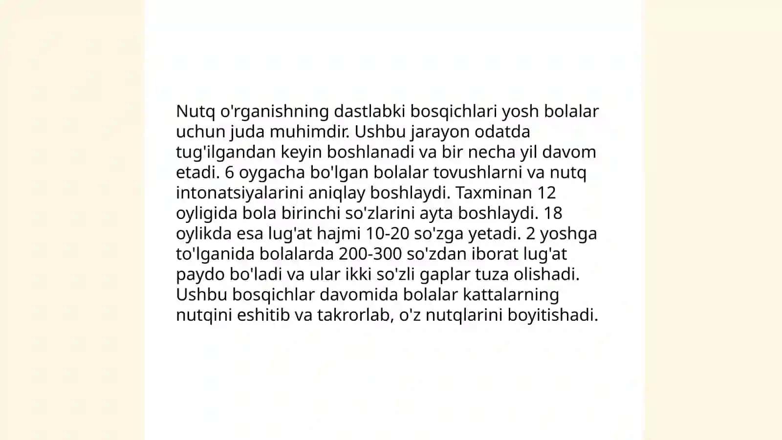 Bolalar nutqi: O'rganish jarayoni 4