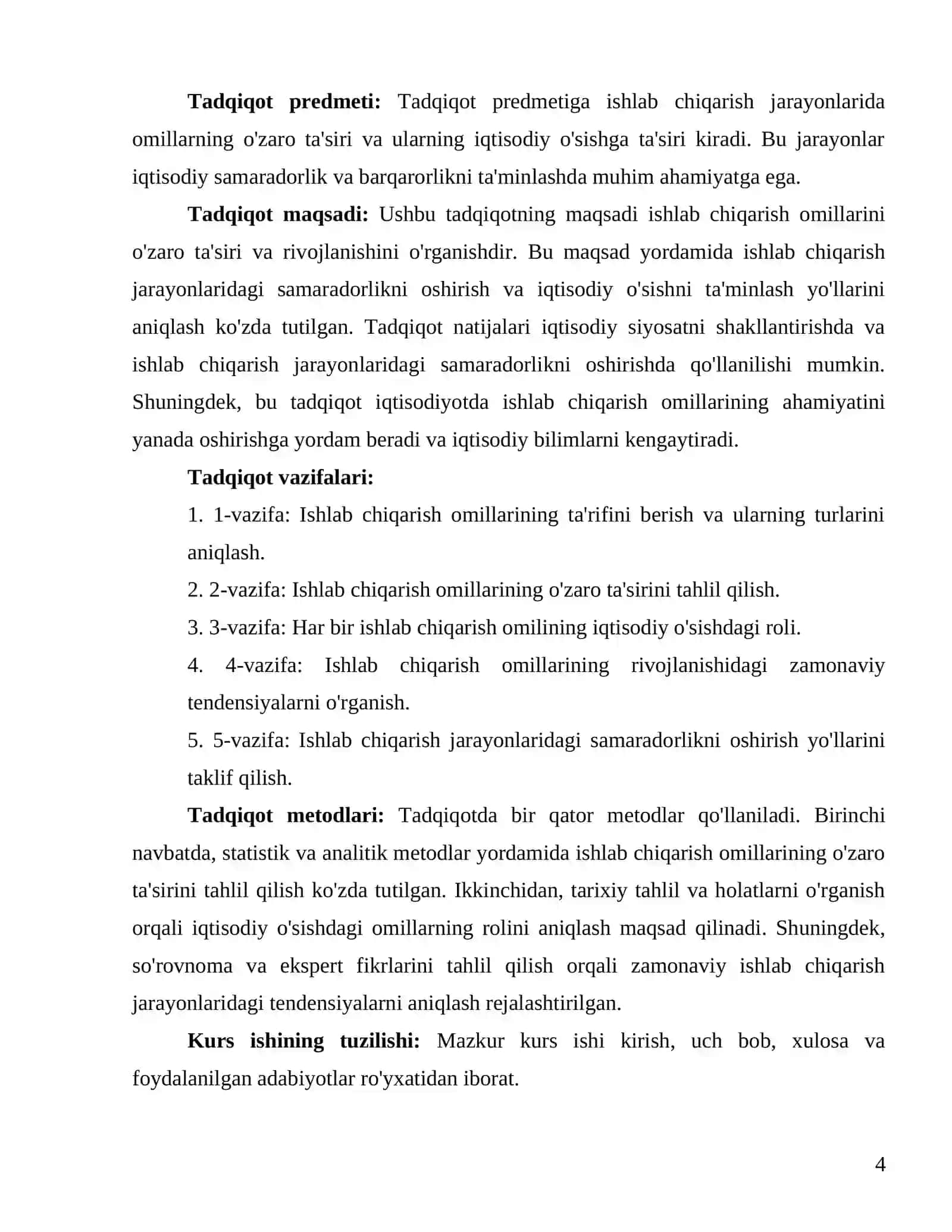 Ishlab chiqarish omillari, va ularning oʻzaro taʼsiri va rivojlanishi 4