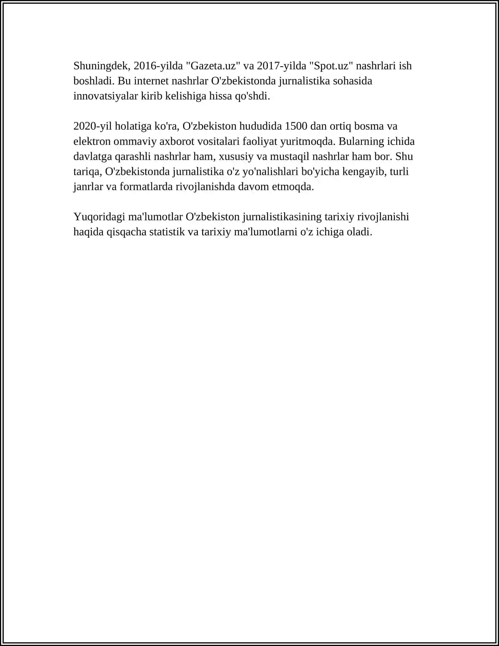 O'ZBEKISTON JURNALISTIKASI 4