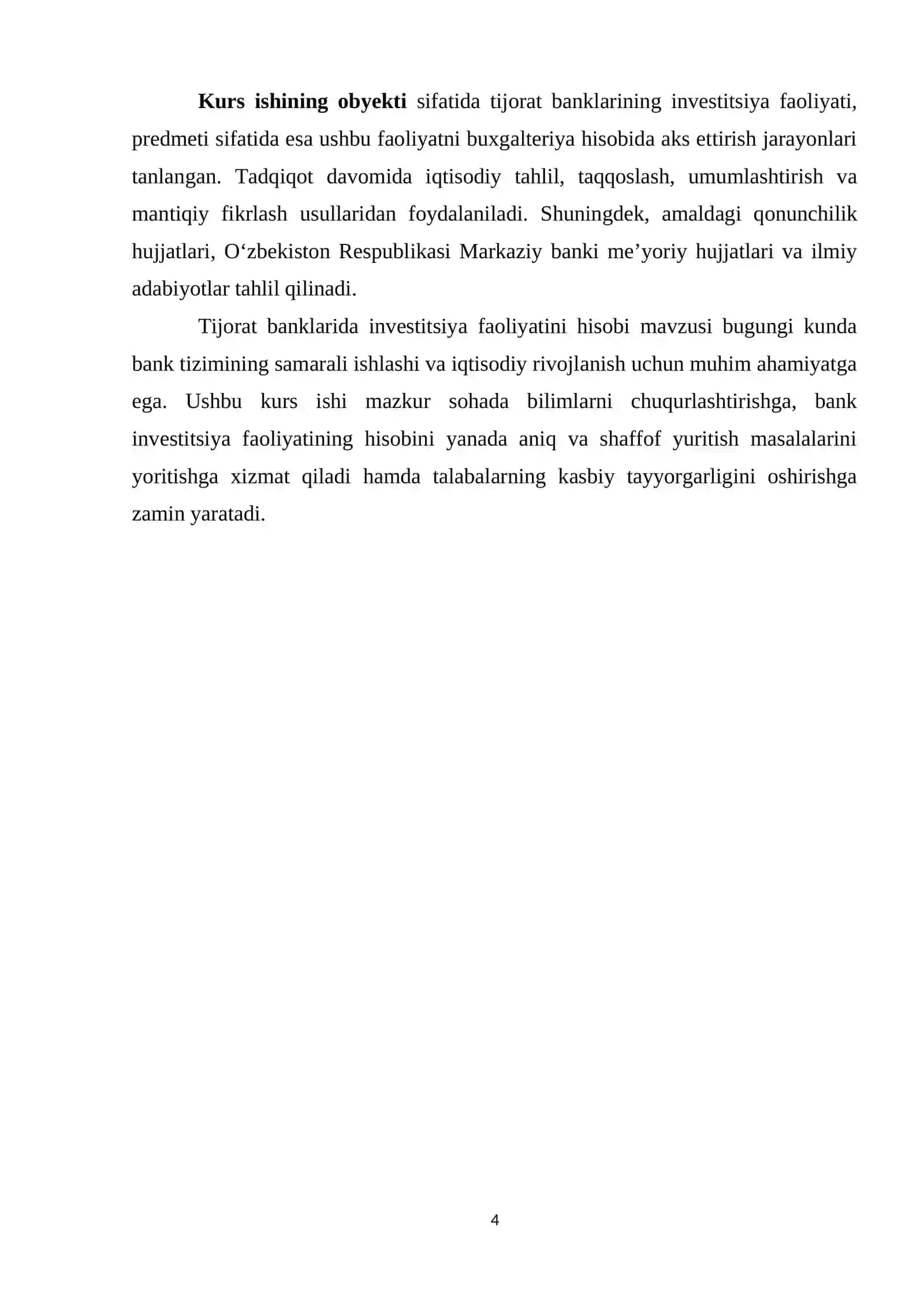 TIJORAT BANKLARIDA INVESTITSIYA FAOLIYATINI HISOBI 4