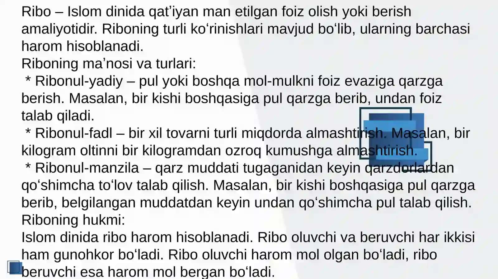 Islom moliyasida ribo, g'arar, maysir masalasi 4