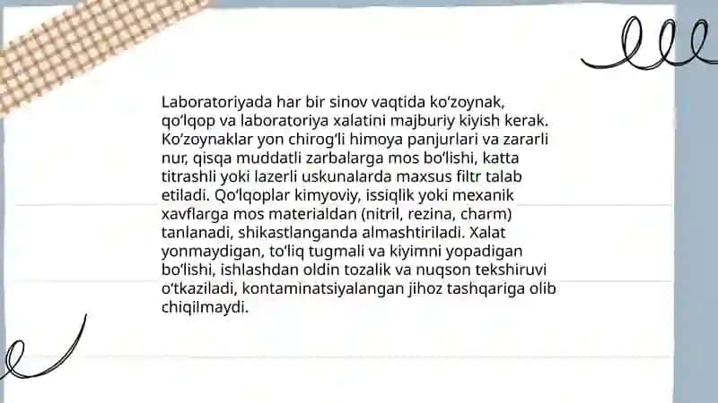 Fizika labaratoriya xonasida texnika xavfsizlik qoidalari 4