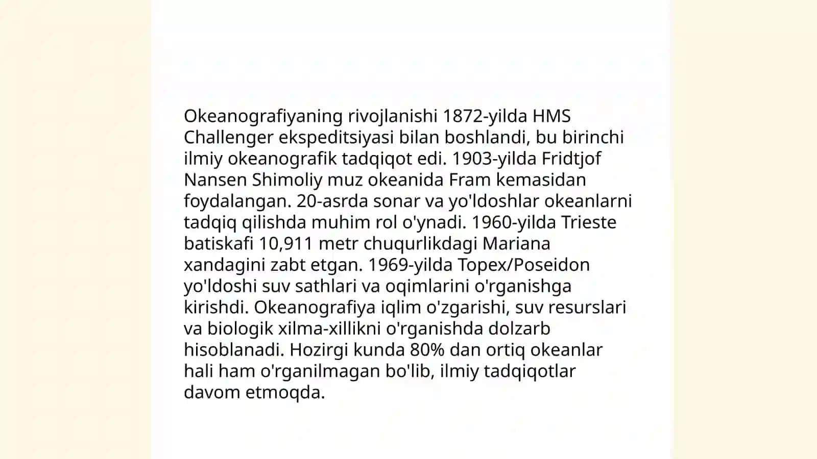 Dunyo okeaning o'rganilish tarixi 4