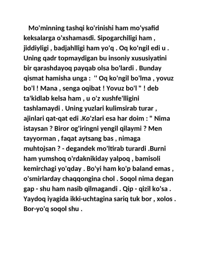 Portrer va muallif xarakteristikasiga misollarportretgamisollar 4