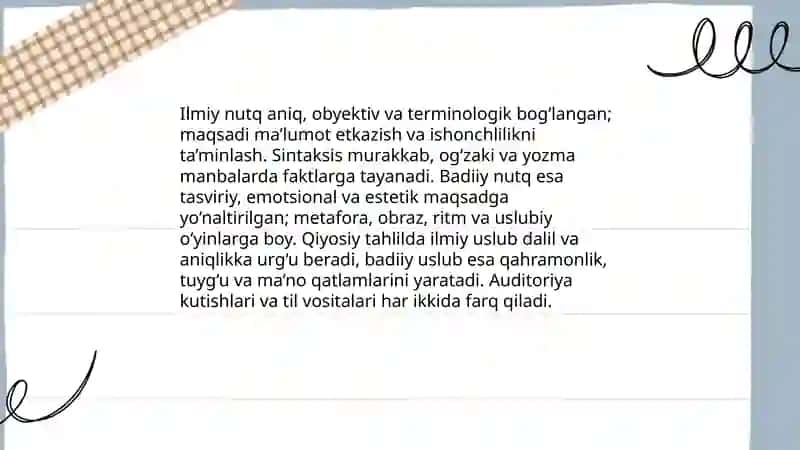 Nutq uslublarining qiyosiy tavsifi 4