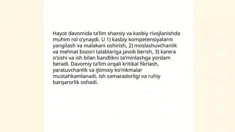 Hayot davomida ta'lim muvafaqqiyat vositasi sifatida 4