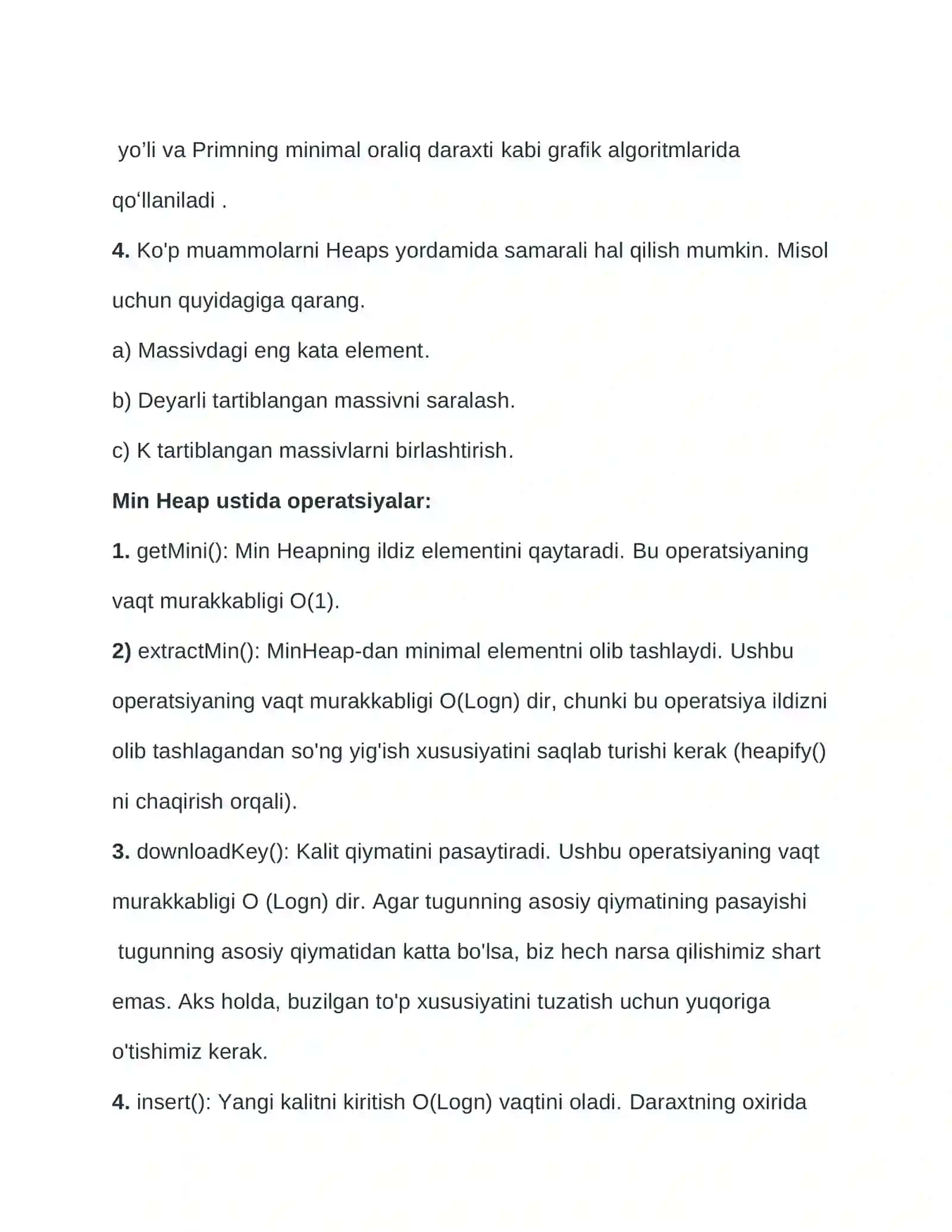 Heap tree ko’rinishidagi binary daraxtlarni qurish Algoritmi va ular ustida amallar 4