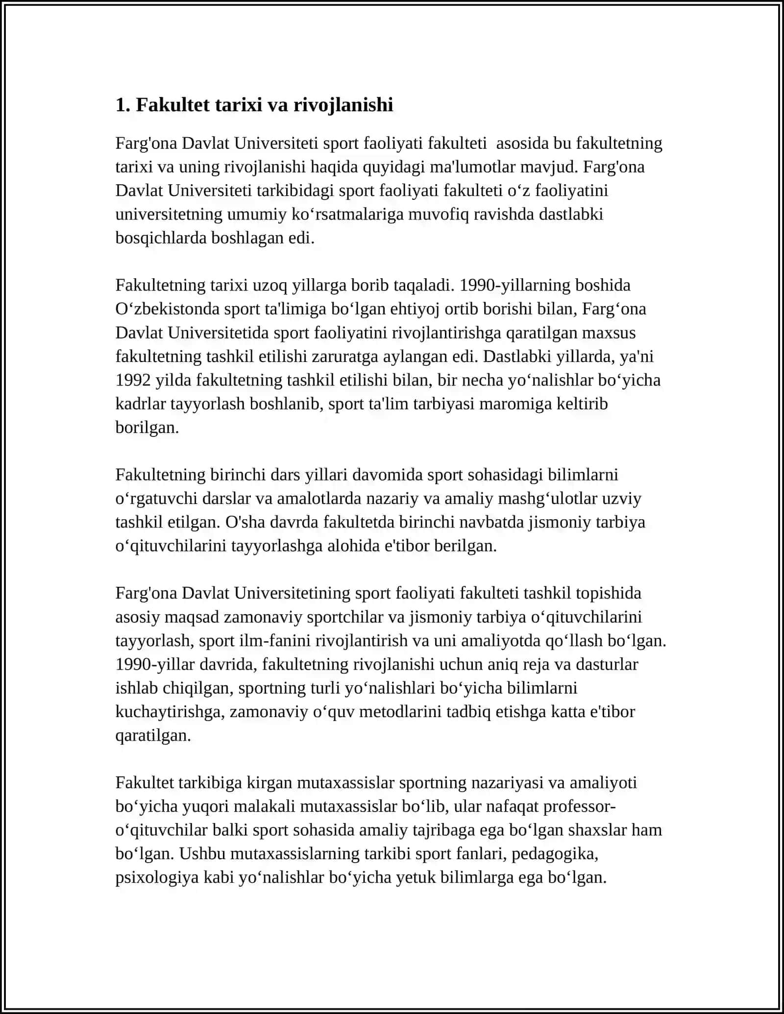 FARG'ONA DAVLAT UNIVERSITETI SPORT FAOLYATI FAKULTETI 4