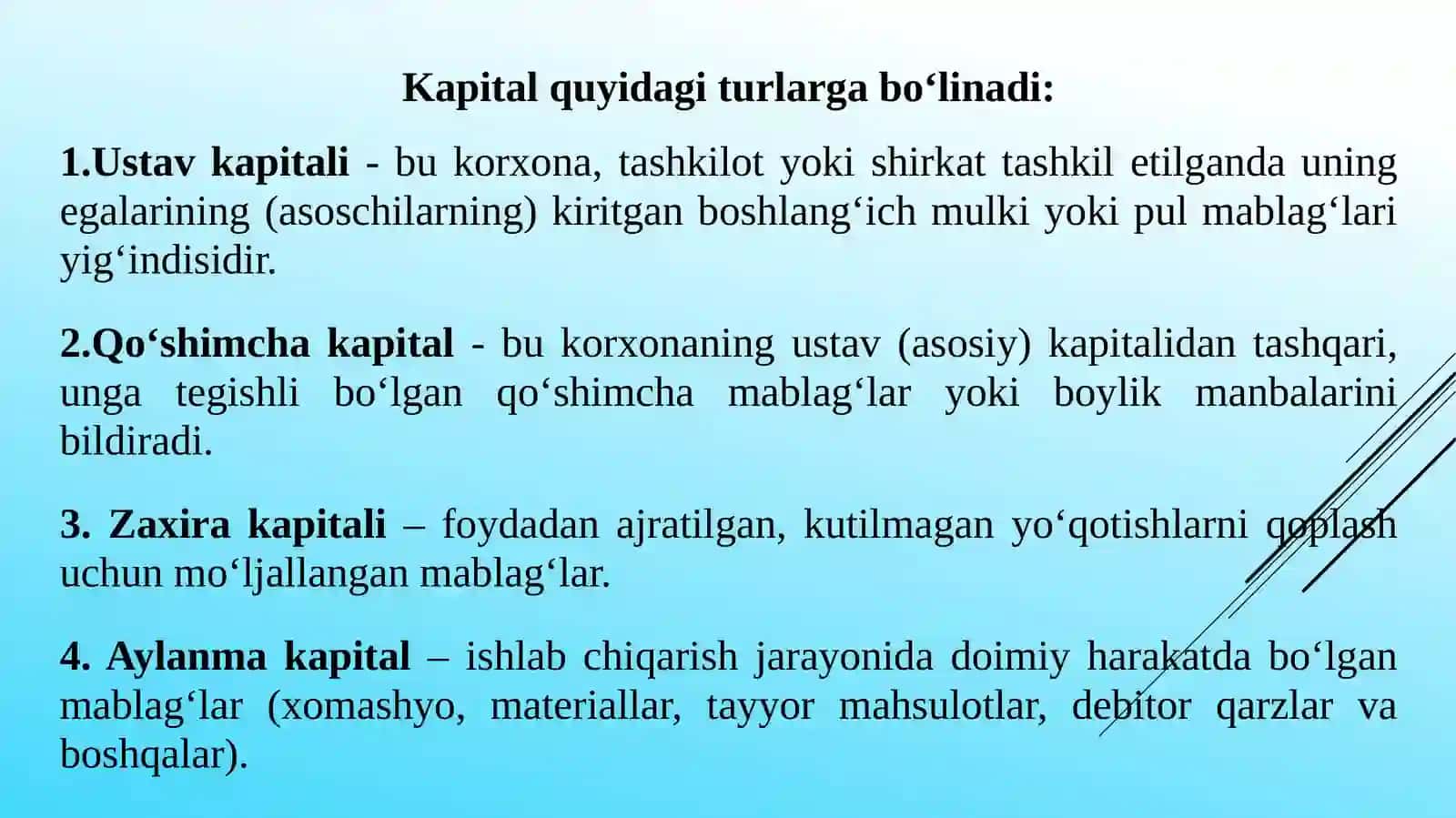 KAPITALNI VA MOLIYAVIY TA`MINOT JARAYONINI BOSHQARISH 4