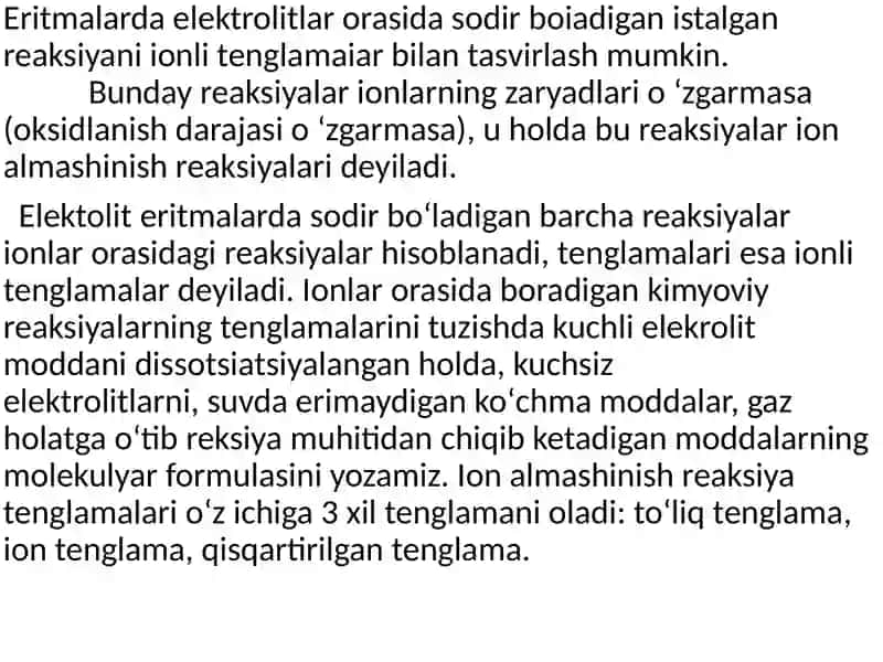Ionlireaksiyalar va ionlim uvozanatnisiljishi 4