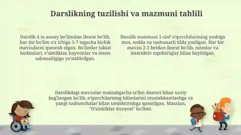 1-sinf “Tabiiyfanlar” dasturivadarsliginio‘rganish,darsnikuzatishvatahlilqilish 4