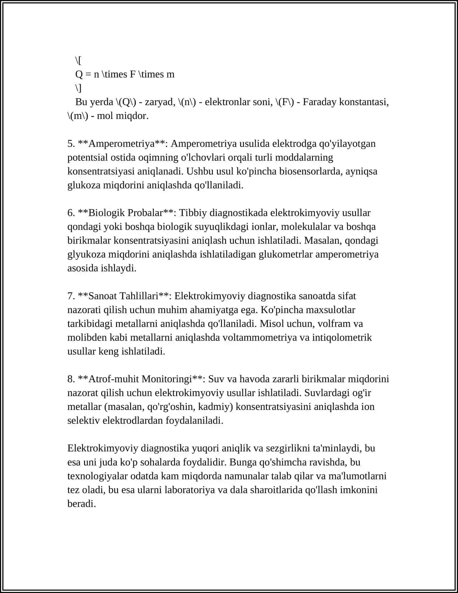 ELEKTROKIMYO. TIBBIYOTDA ELEKTRO DIAGNOSTIKANING ASOSI 4