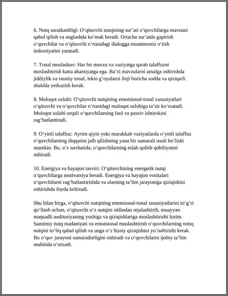 OʻQITUVCHI NUTQINING EMOTSIONAL- EKSPRESSIV XUSUSIYATLARI 4