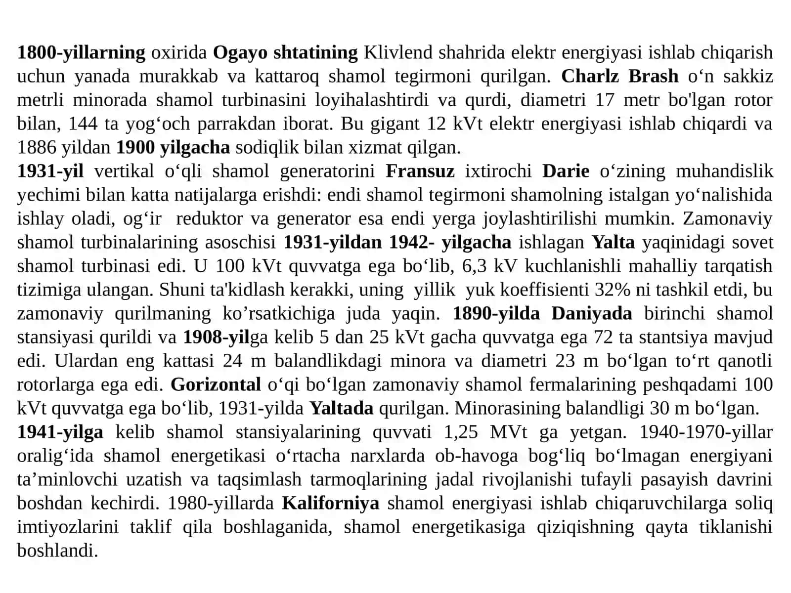 Shamol energiyasidan foydalanish borasidagi tarixiy bosqichlar 4